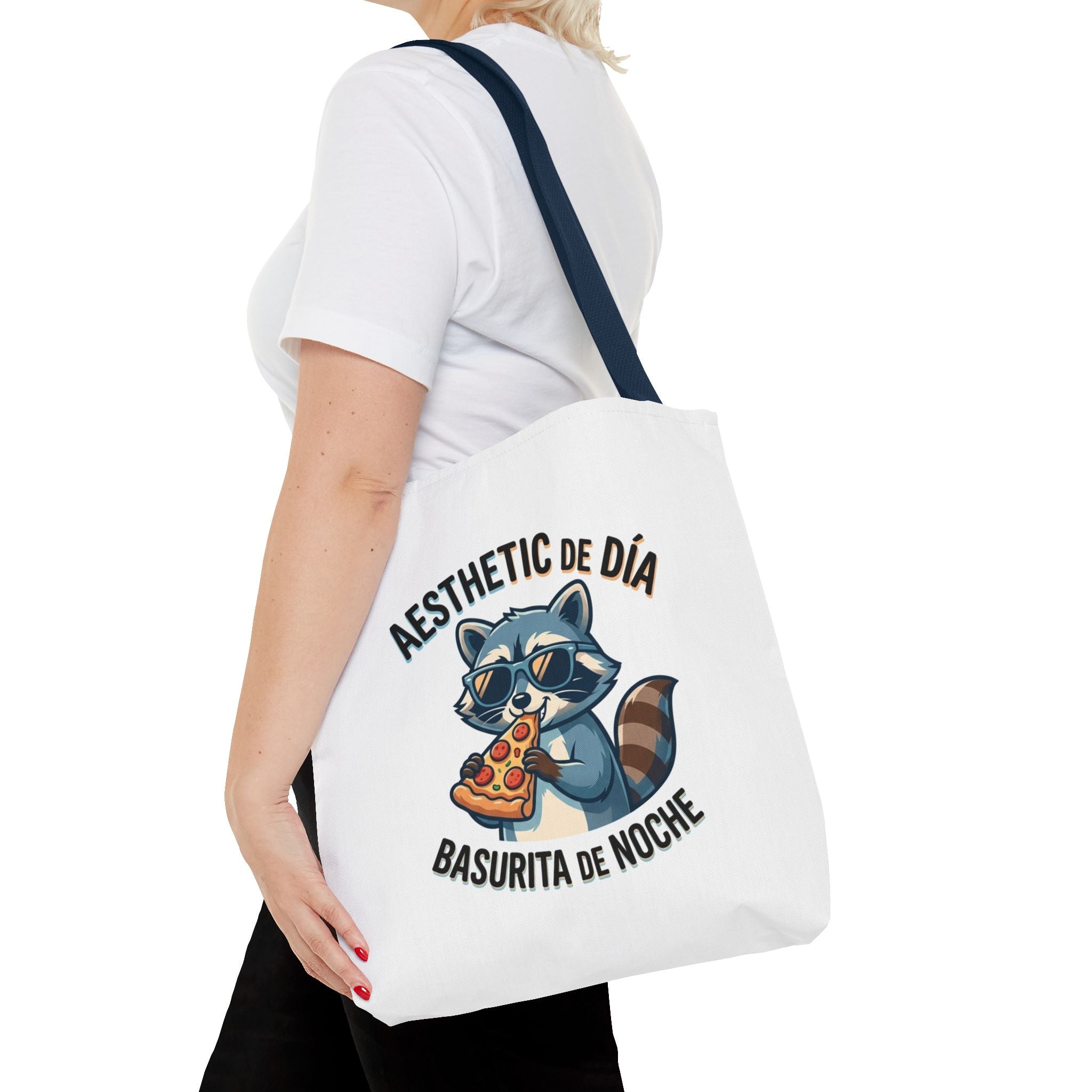 Tote Bag Raccoon Eating Pizza, Funny Meme Bag, Polyester Everyday Use