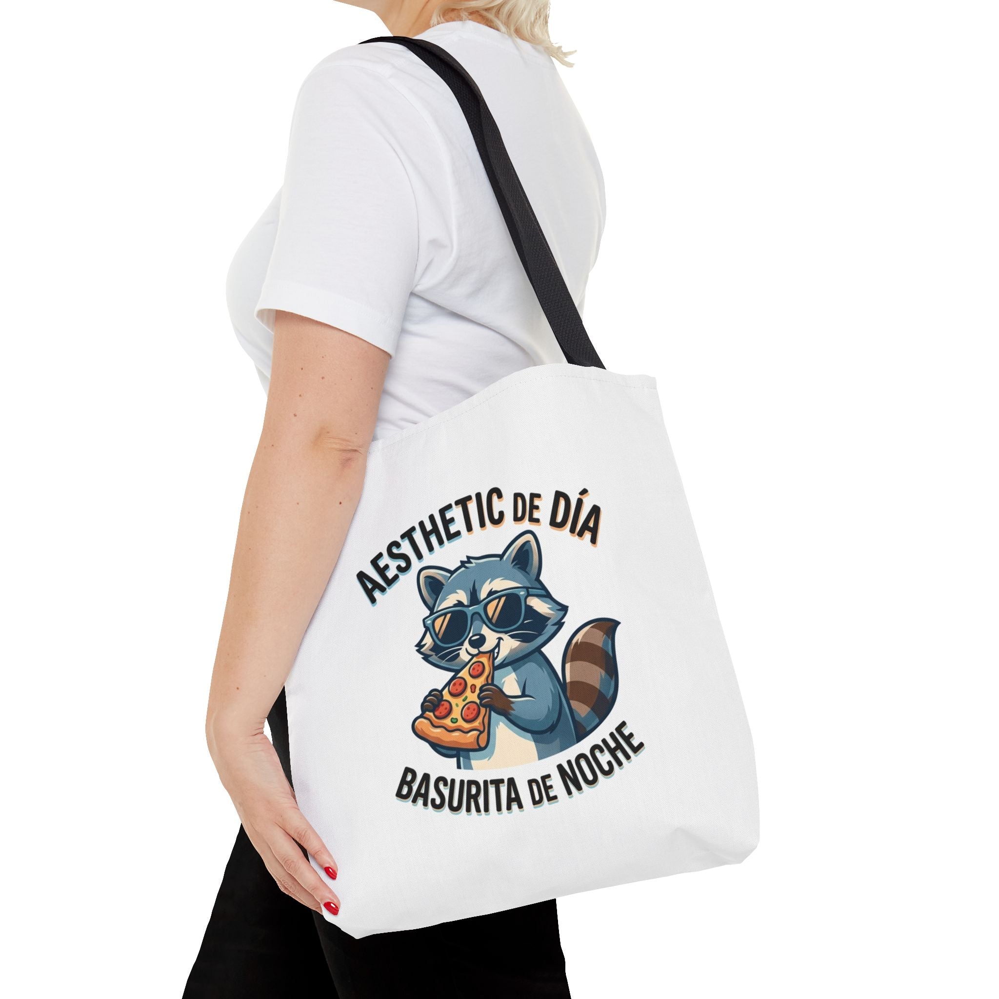 Tote Bag Raccoon Eating Pizza, Funny Meme Bag, Polyester Everyday Use