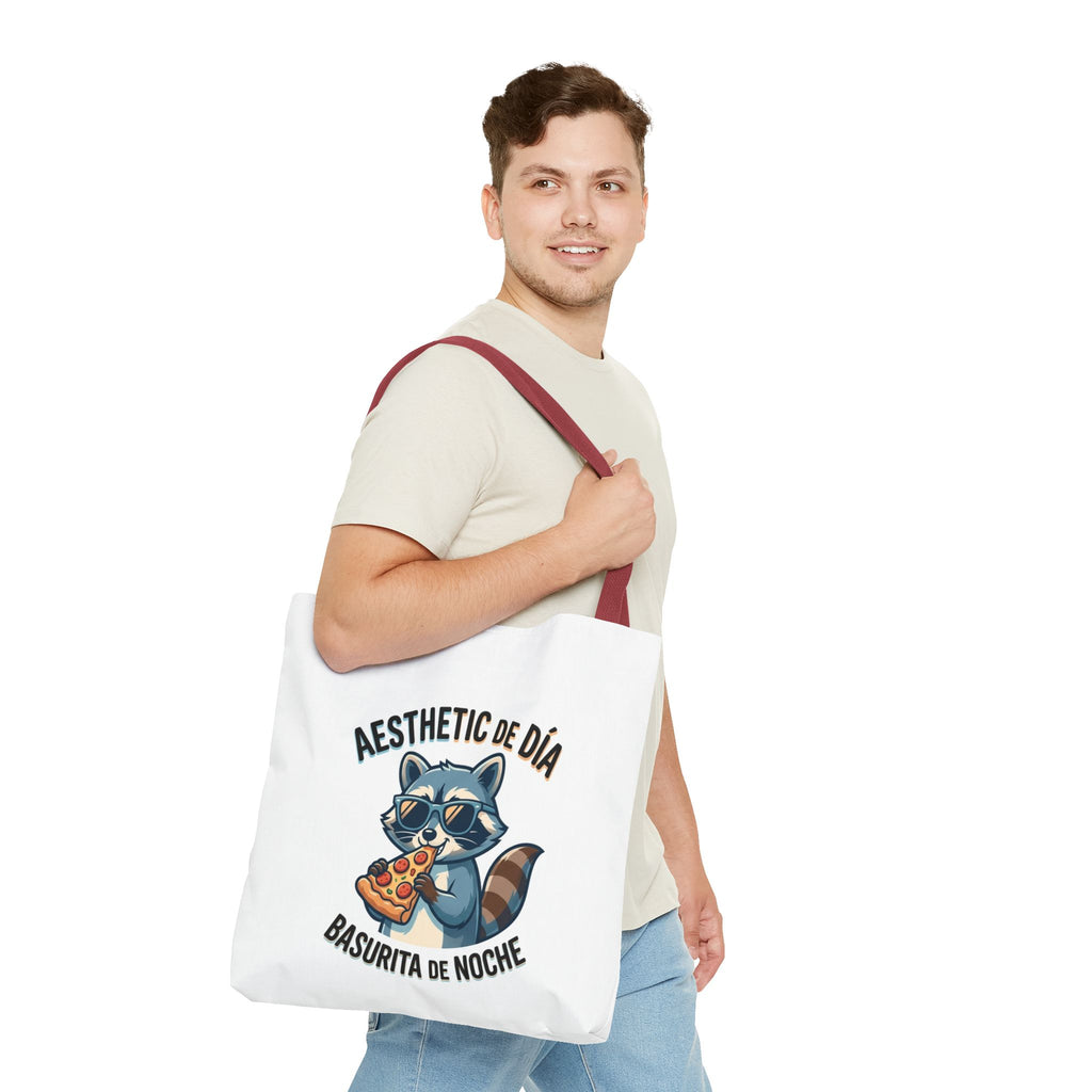 Tote Bag Raccoon Eating Pizza, Funny Meme Bag, Polyester Everyday Use