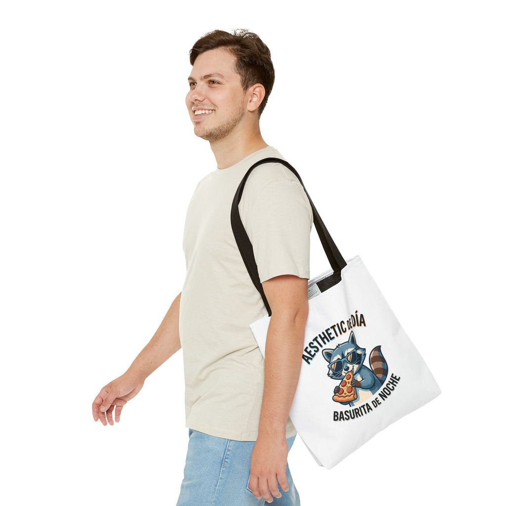 Tote Bag Raccoon Eating Pizza, Funny Meme Bag, Polyester Everyday Use
