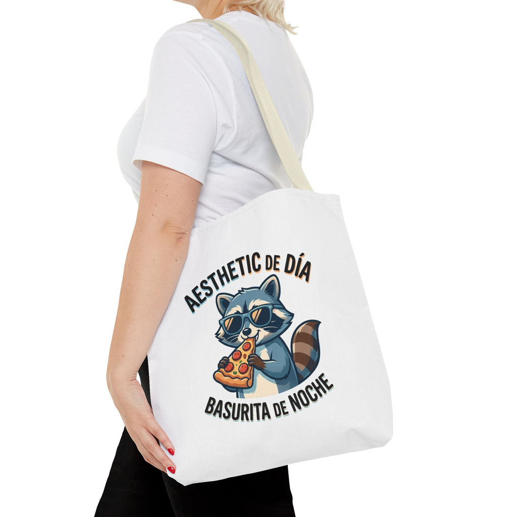 Tote Bag Raccoon Eating Pizza, Funny Meme Bag, Polyester Everyday Use