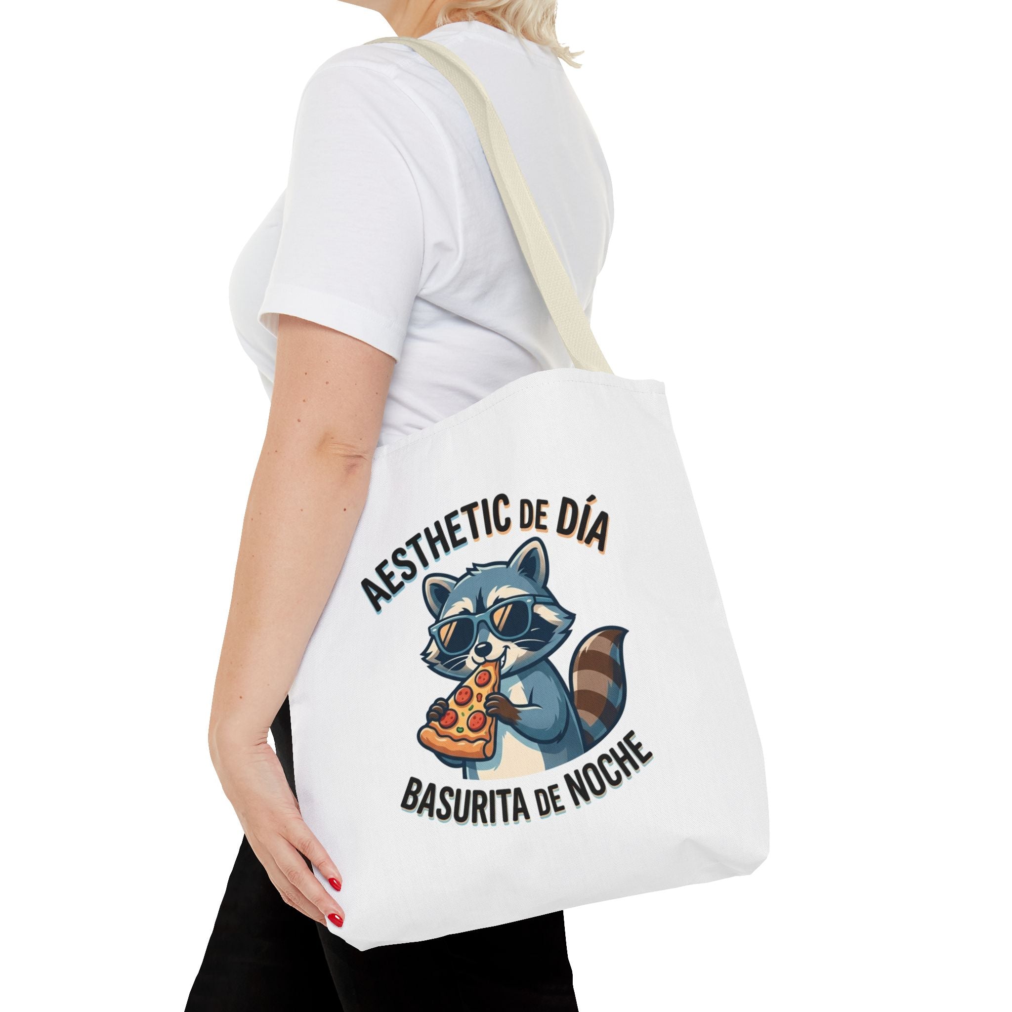 Tote Bag Raccoon Eating Pizza, Funny Meme Bag, Polyester Everyday Use