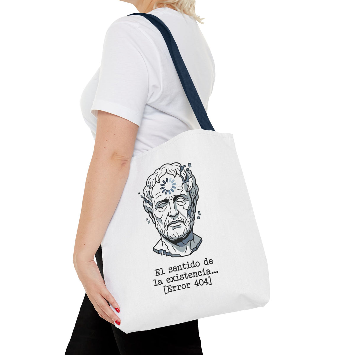 Philosophical Meme Tote Bag, Greek Statue Error 404, Dark Academia Bag