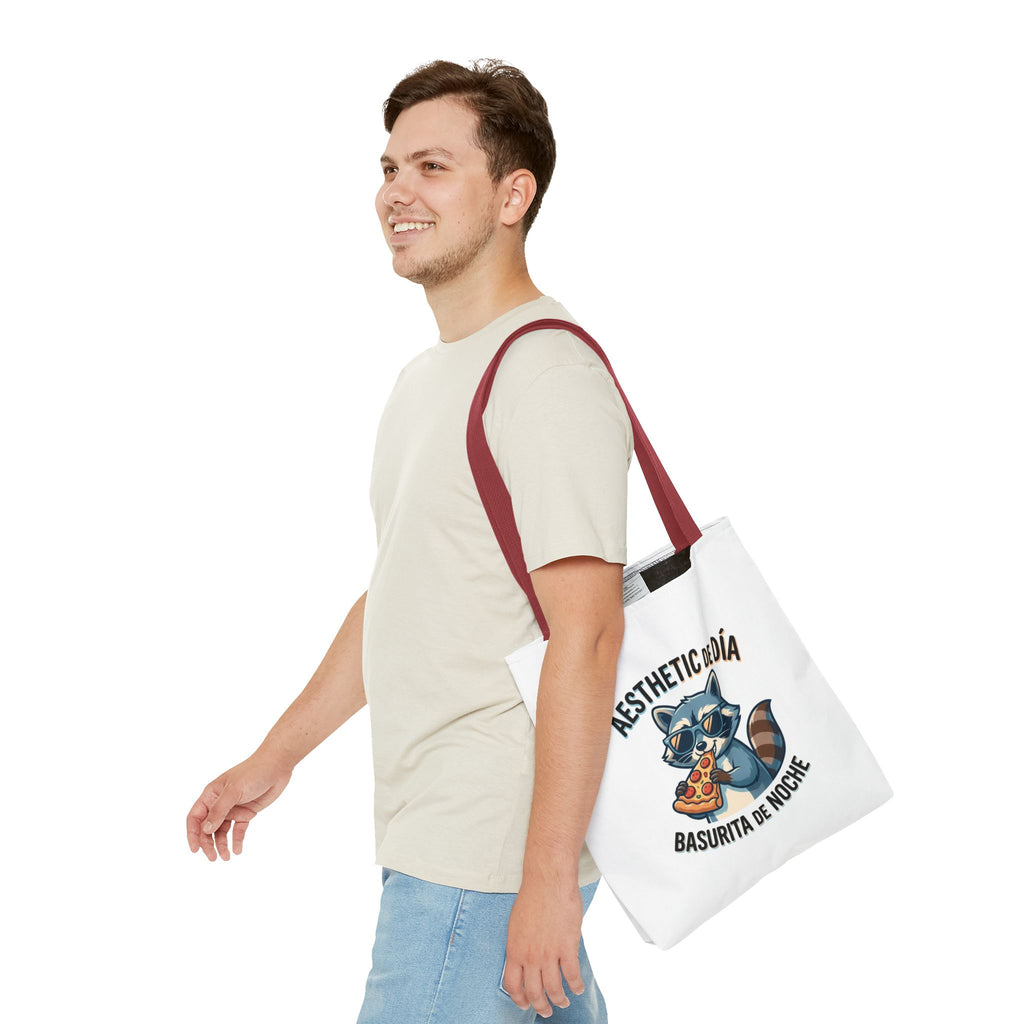 Tote Bag Raccoon Eating Pizza, Funny Meme Bag, Polyester Everyday Use