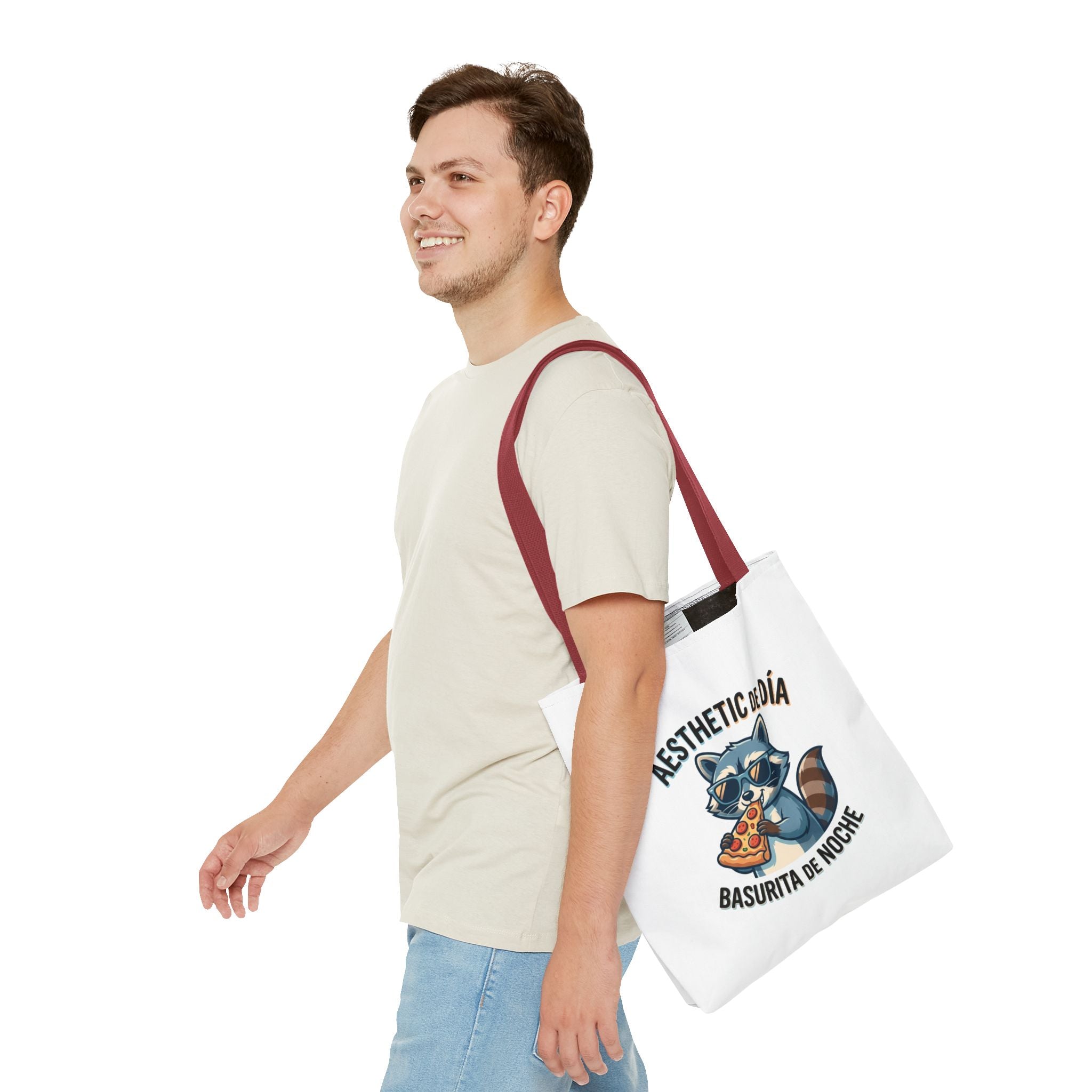 Tote Bag Raccoon Eating Pizza, Funny Meme Bag, Polyester Everyday Use