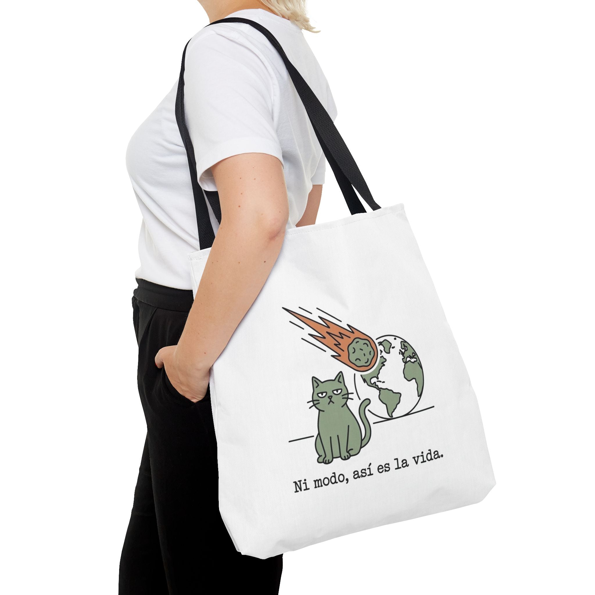 Space Cat Meteorite Tote Bag, Funny Sarcastic Humor Cat Mom Gift