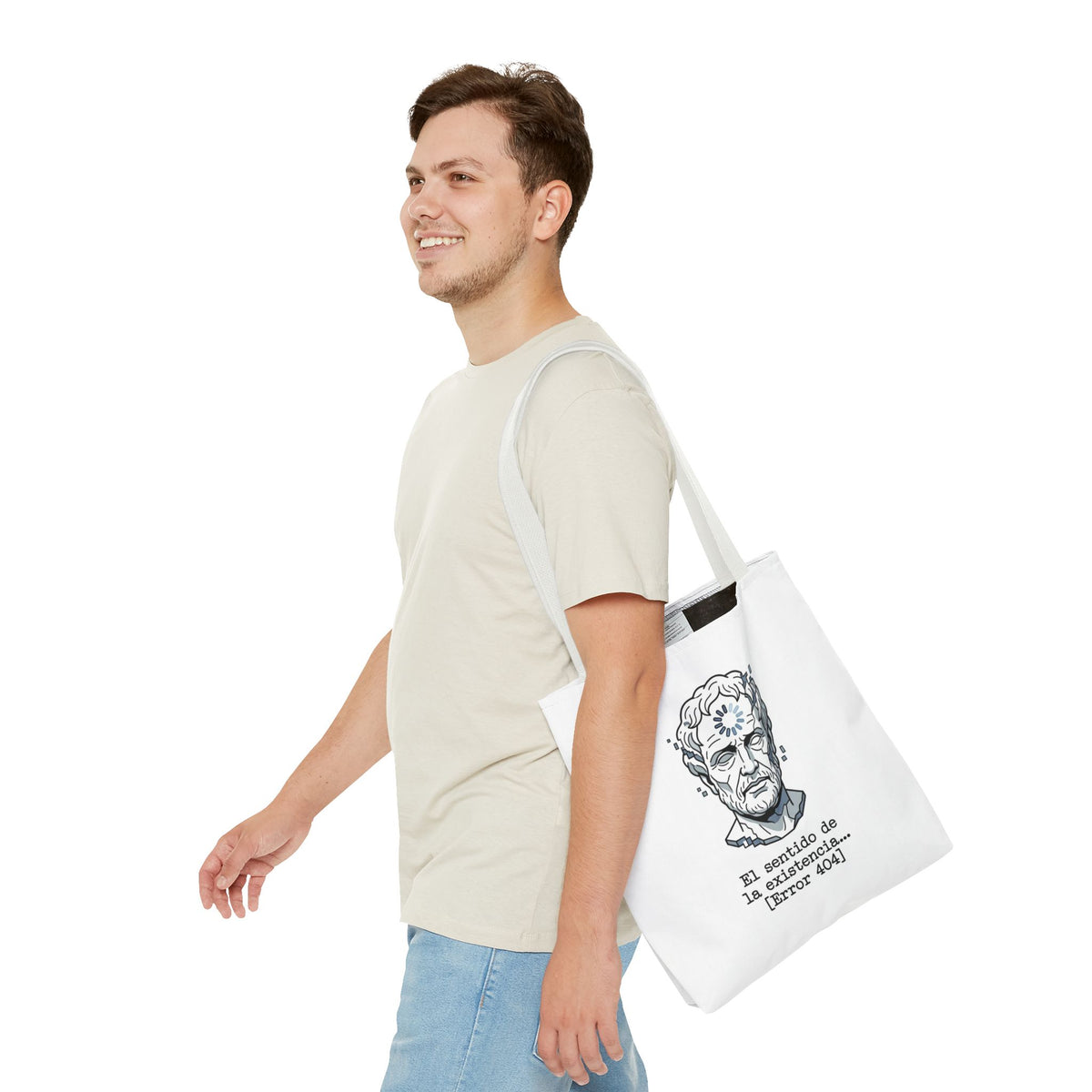 Philosophical Meme Tote Bag, Greek Statue Error 404, Dark Academia Bag