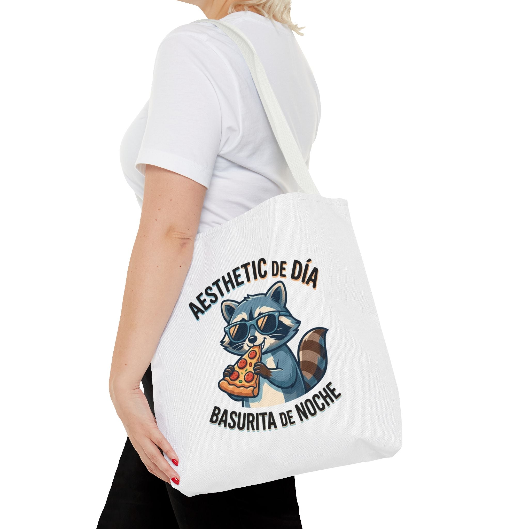 Tote Bag Raccoon Eating Pizza, Funny Meme Bag, Polyester Everyday Use