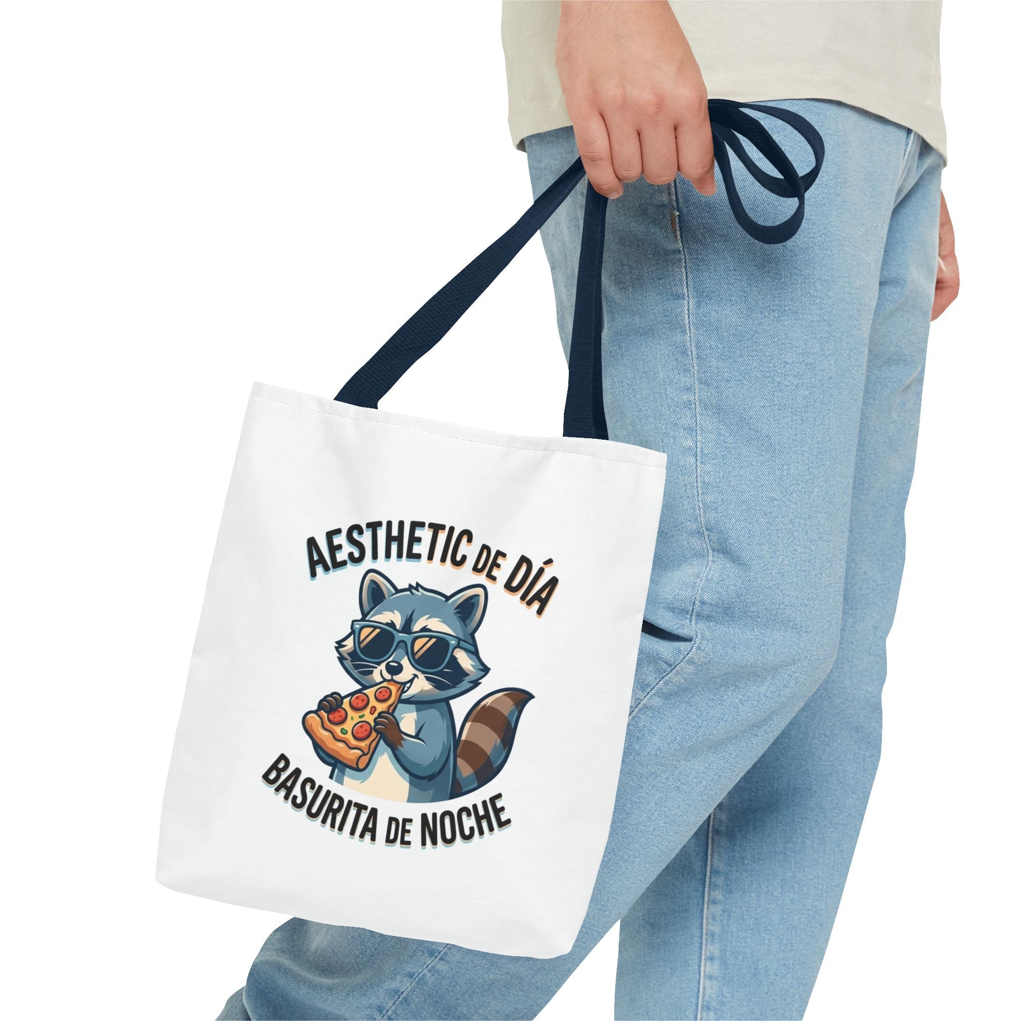 Tote Bag Raccoon Eating Pizza, Funny Meme Bag, Polyester Everyday Use