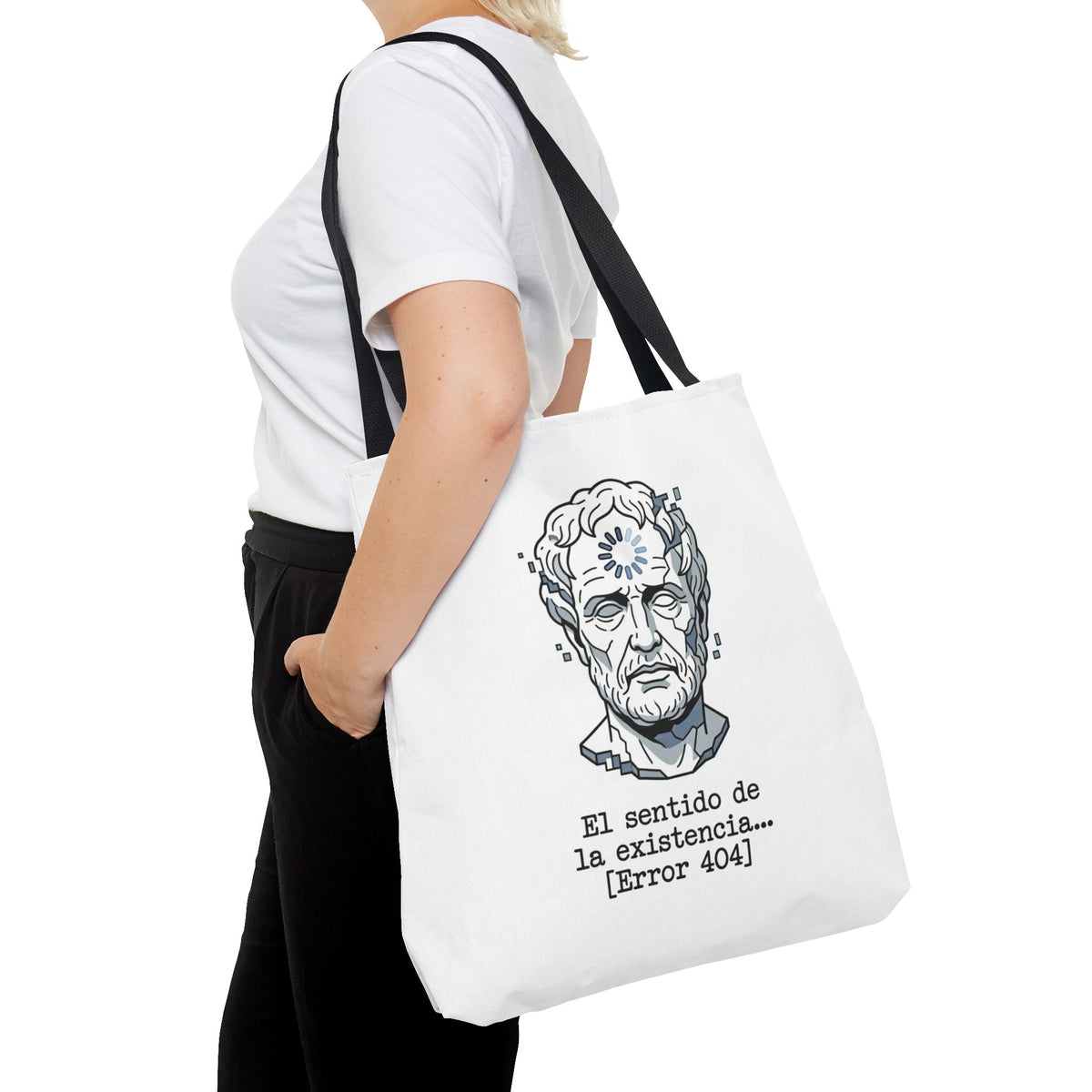 Philosophical Meme Tote Bag, Greek Statue Error 404, Dark Academia Bag