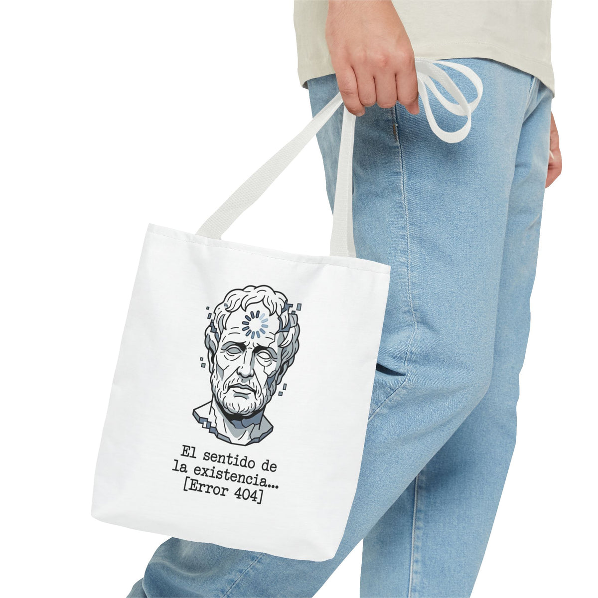 Philosophical Meme Tote Bag, Greek Statue Error 404, Dark Academia Bag