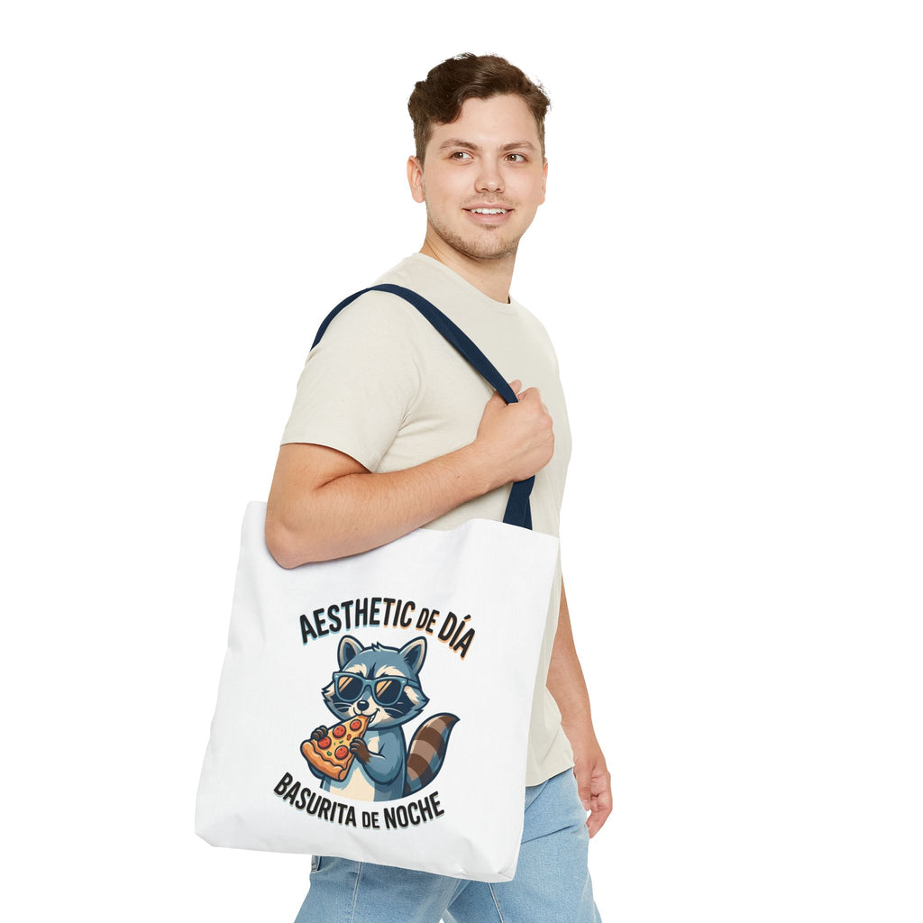 Tote Bag Raccoon Eating Pizza, Funny Meme Bag, Polyester Everyday Use