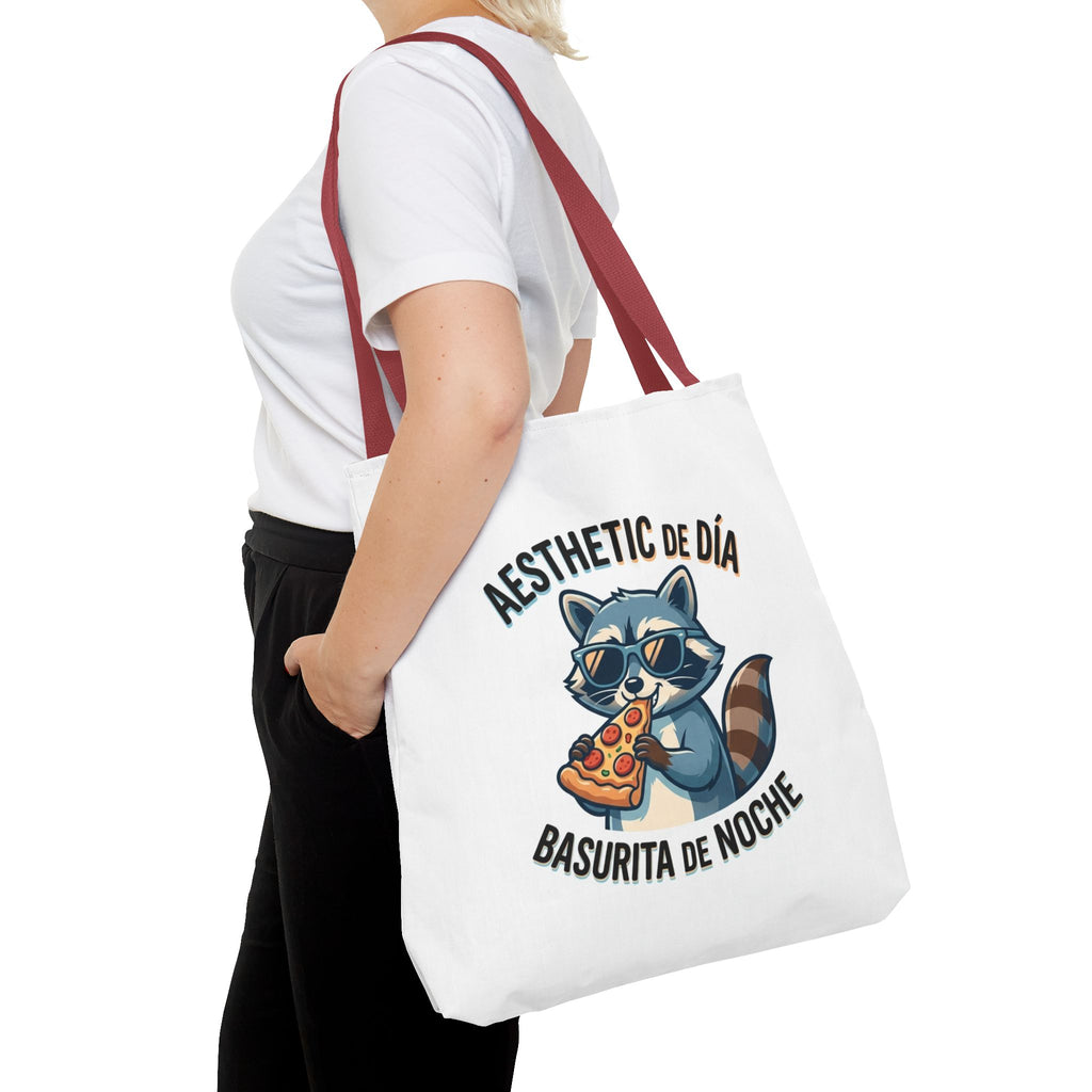 Tote Bag Raccoon Eating Pizza, Funny Meme Bag, Polyester Everyday Use