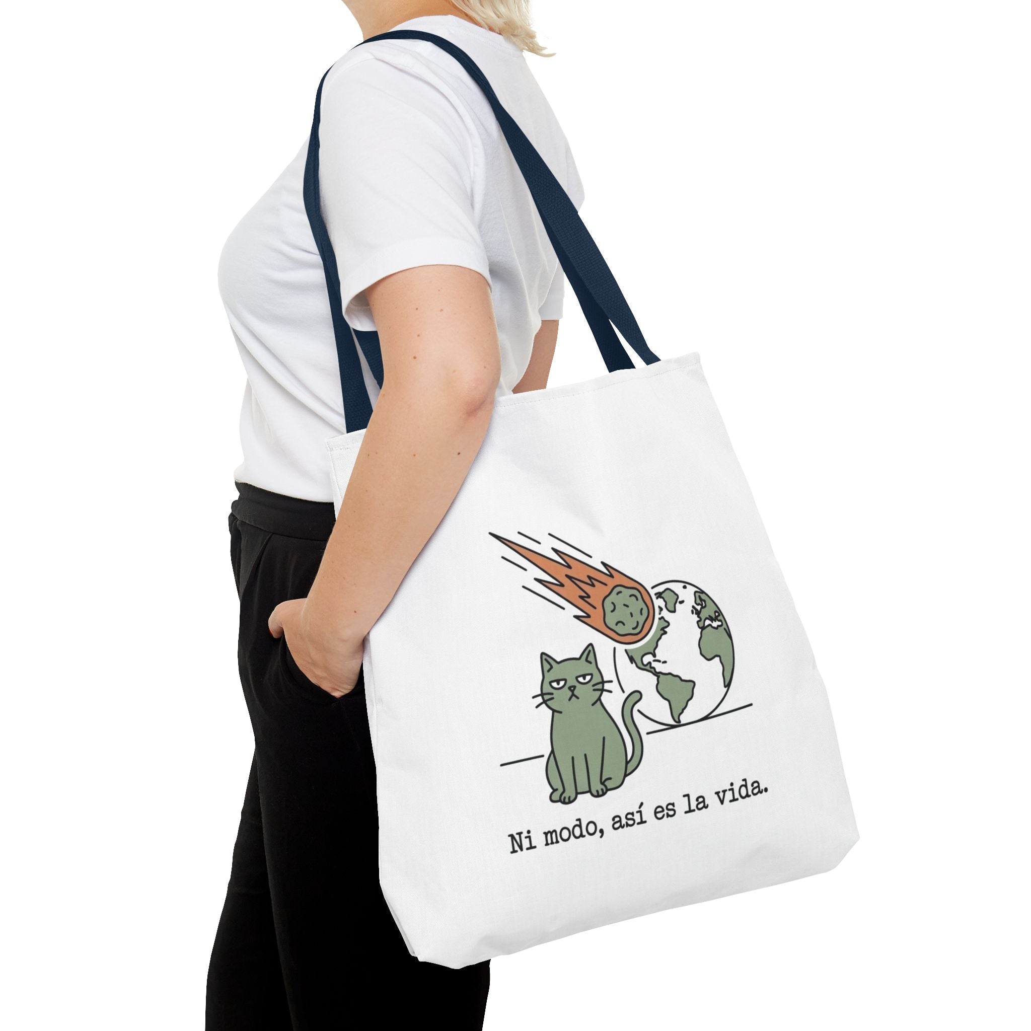 Space Cat Meteorite Tote Bag, Funny Sarcastic Humor Cat Mom Gift