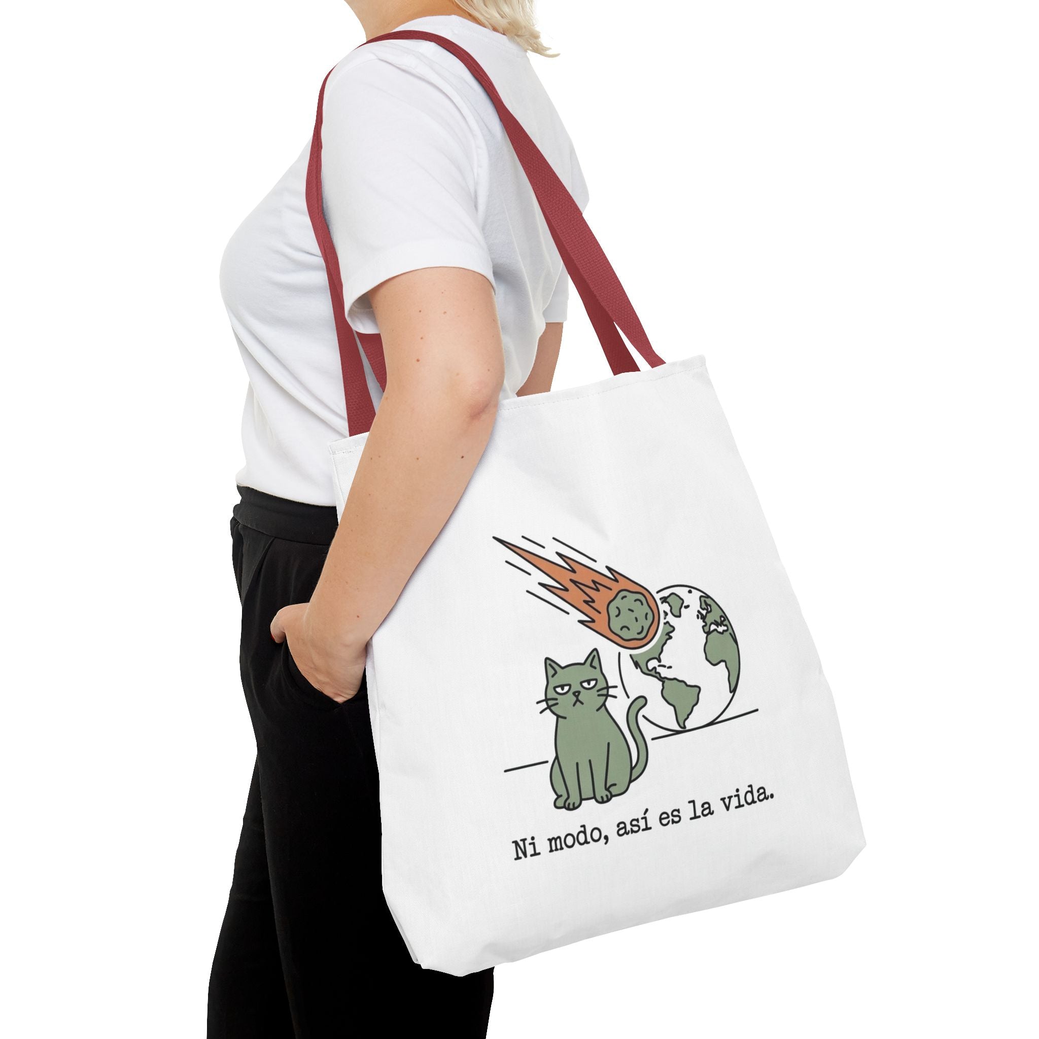 Space Cat Meteorite Tote Bag, Funny Sarcastic Humor Cat Mom Gift