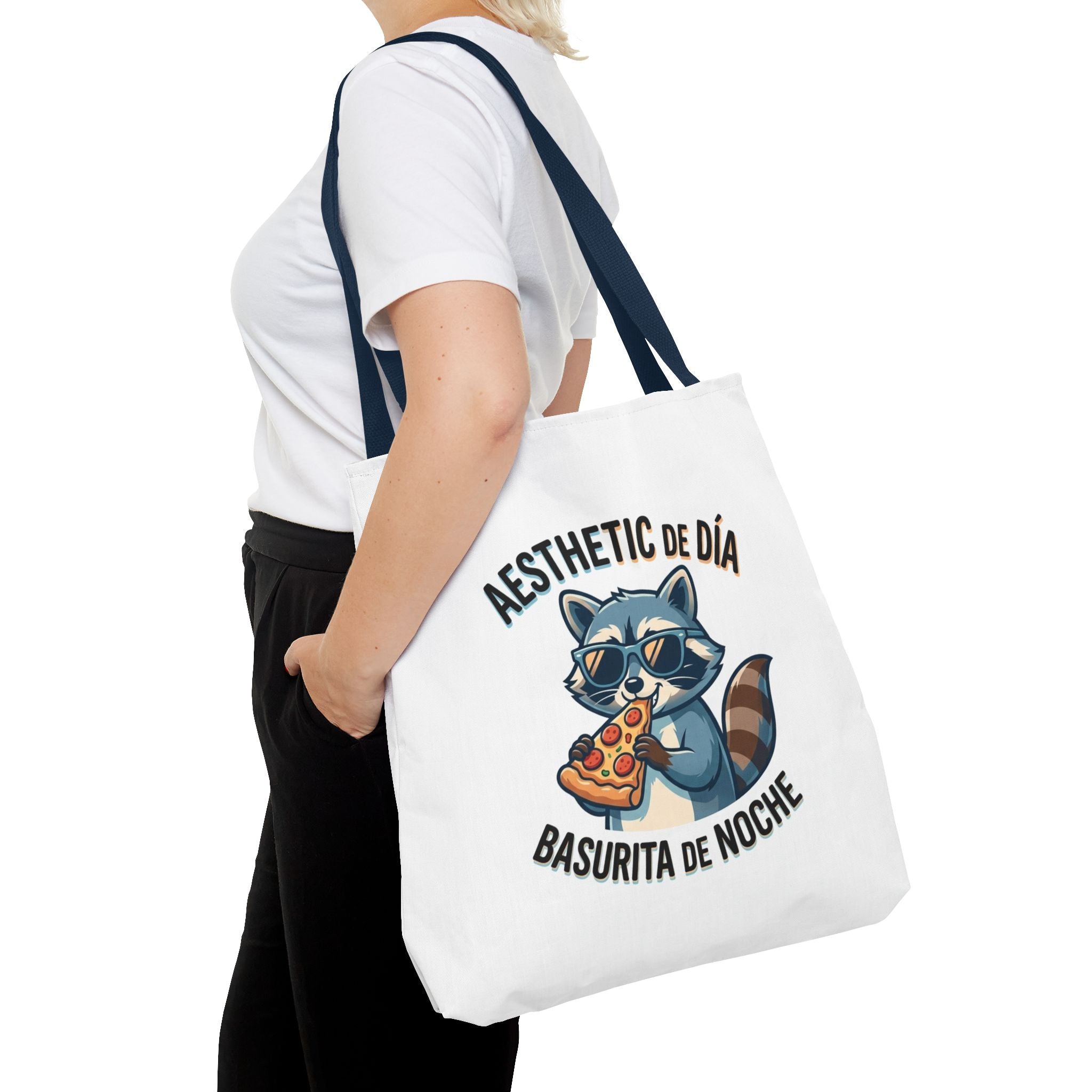 Tote Bag Raccoon Eating Pizza, Funny Meme Bag, Polyester Everyday Use