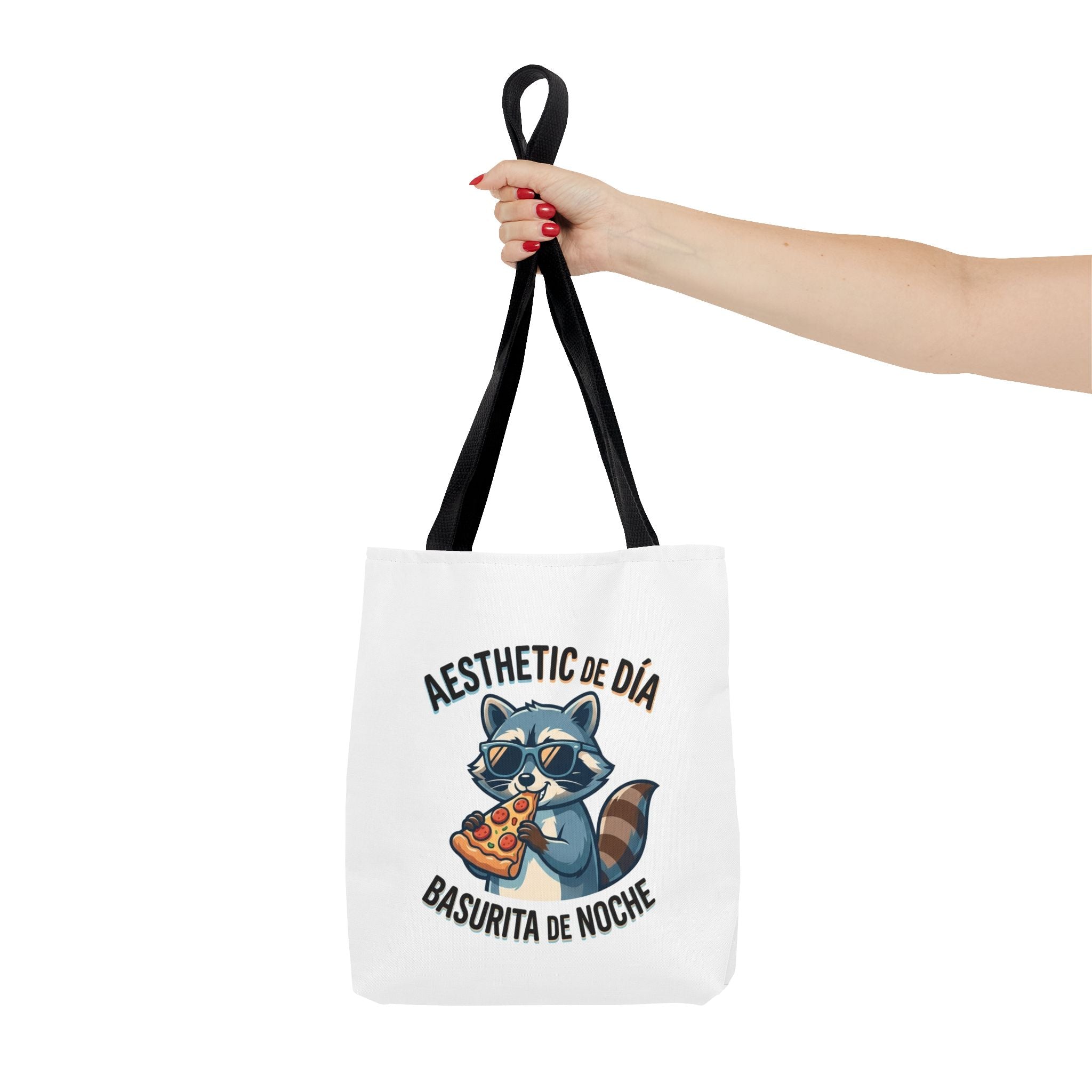 Tote Bag Raccoon Eating Pizza, Funny Meme Bag, Polyester Everyday Use