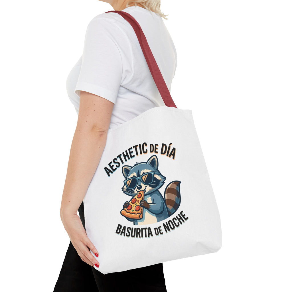 Tote Bag Raccoon Eating Pizza, Funny Meme Bag, Polyester Everyday Use