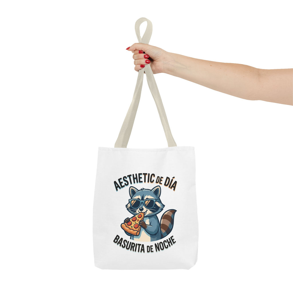 Tote Bag Raccoon Eating Pizza, Funny Meme Bag, Polyester Everyday Use