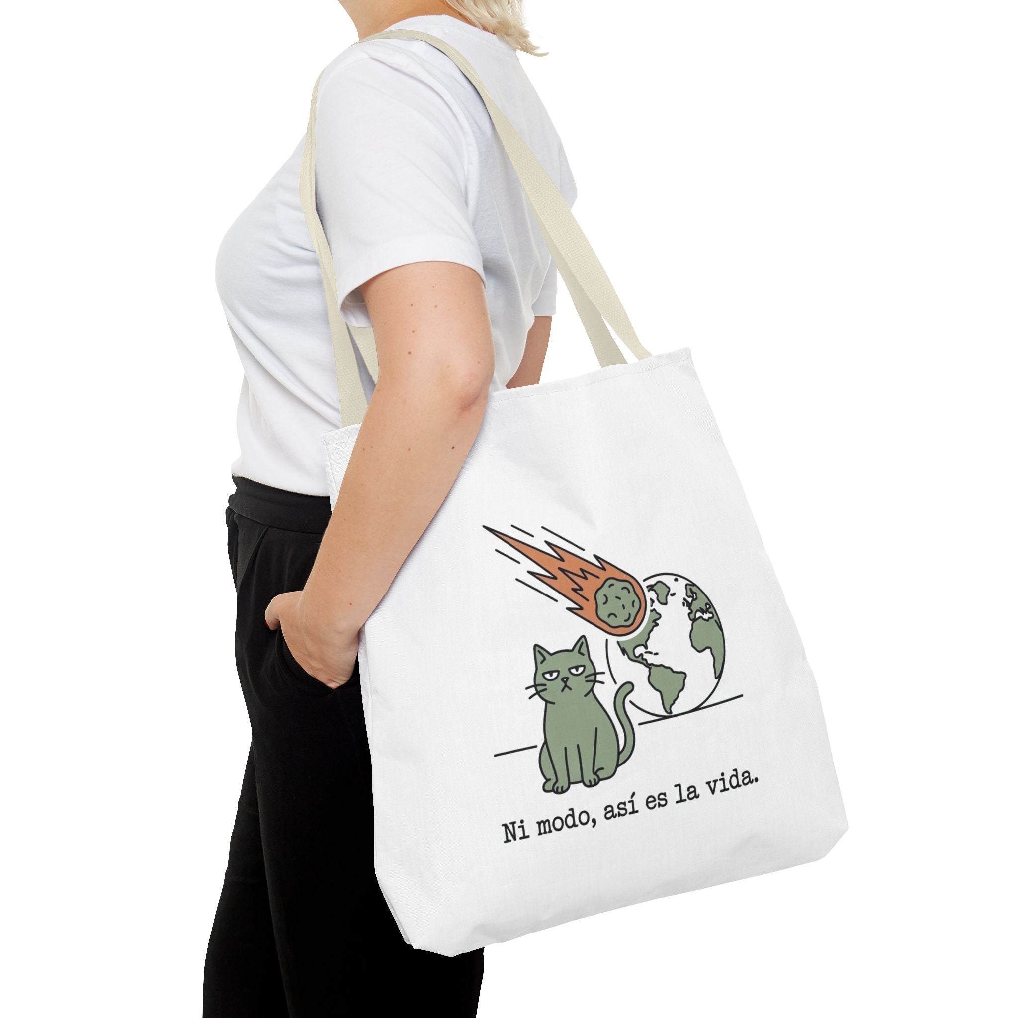 Space Cat Meteorite Tote Bag, Funny Sarcastic Humor Cat Mom Gift