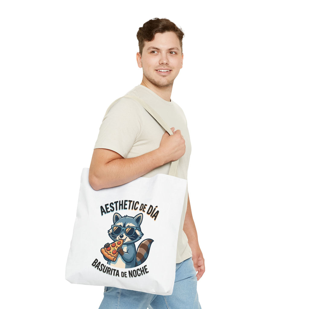 Tote Bag Raccoon Eating Pizza, Funny Meme Bag, Polyester Everyday Use