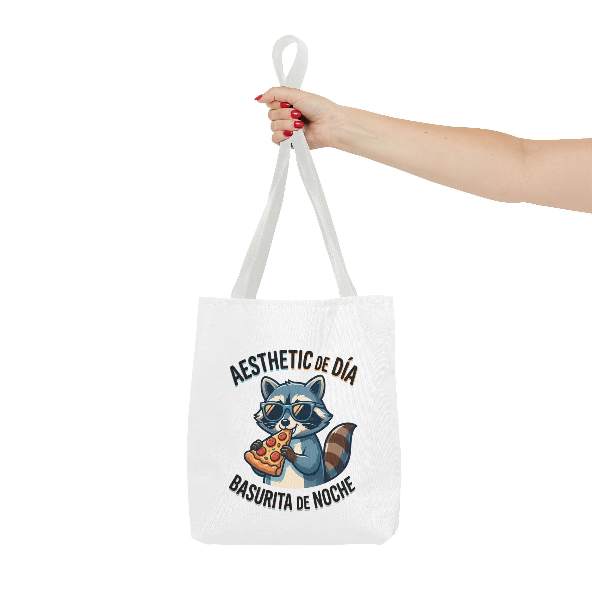 Tote Bag Raccoon Eating Pizza, Funny Meme Bag, Polyester Everyday Use