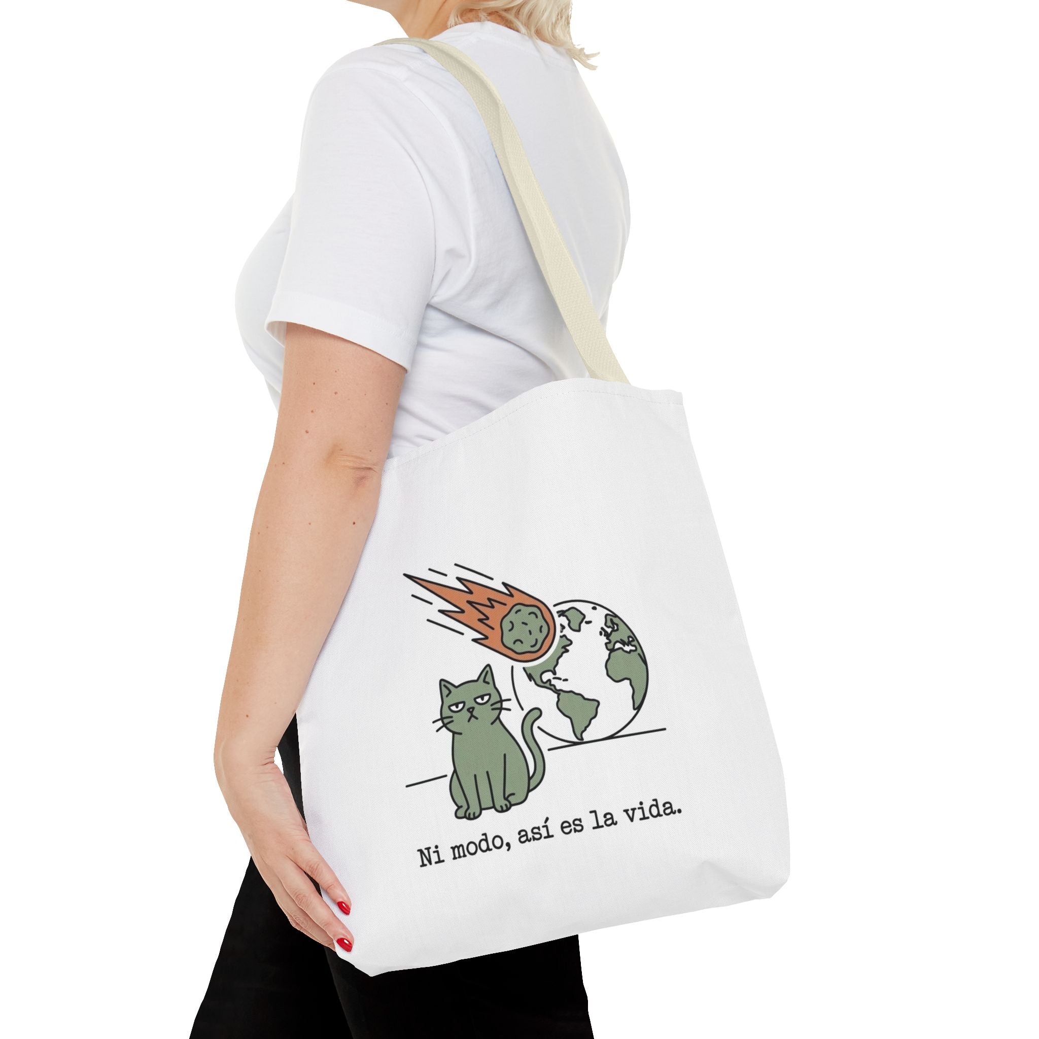 Space Cat Meteorite Tote Bag, Funny Sarcastic Humor Cat Mom Gift