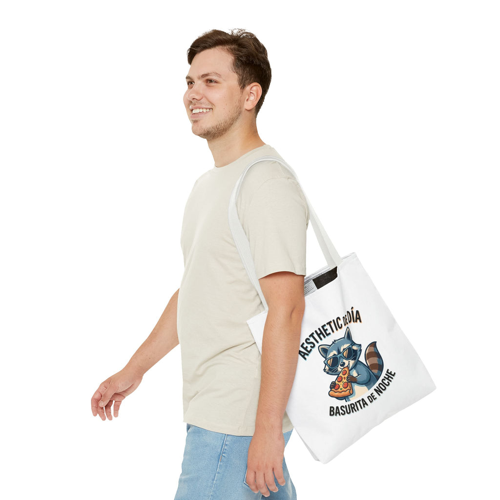 Tote Bag Raccoon Eating Pizza, Funny Meme Bag, Polyester Everyday Use